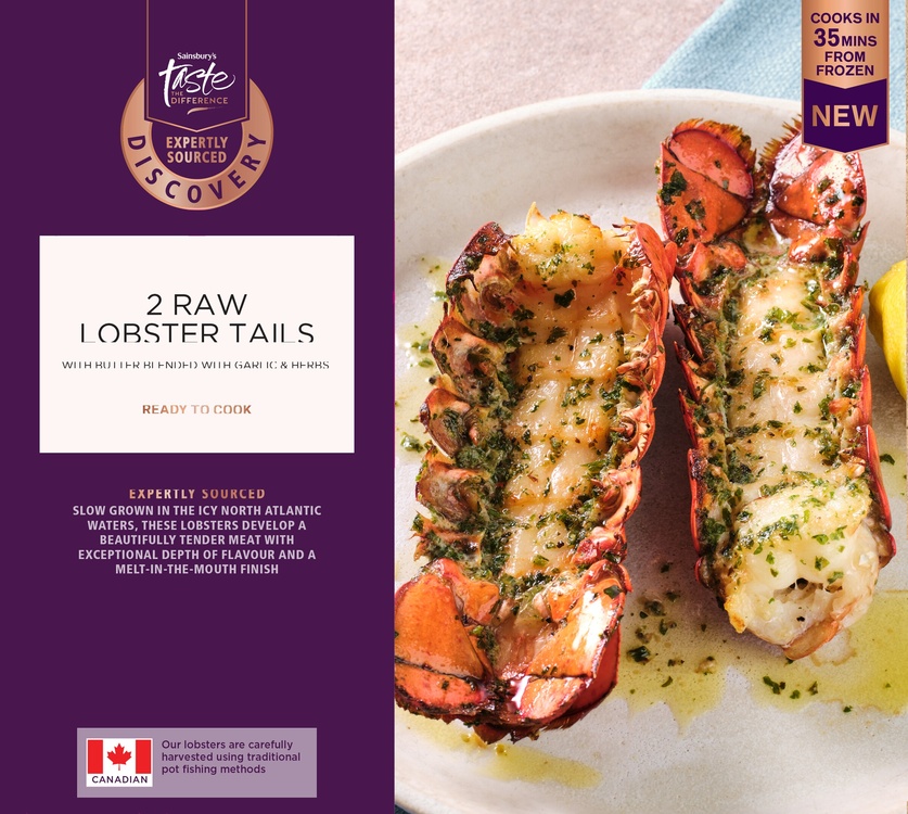 Sainsbury’s Taste the Difference Discovery lobster tails, on pack